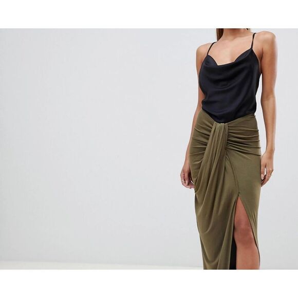 NEW WITH TAGS BLACK ASOS DESIGN drape front MINI skirt size 2 retails $30 approx - Picture 1 of 4